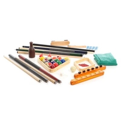 Image of WilTec All in one Complete Billiards Accessories Set with 4 Cues, a Triangle, and Wall Holdfast