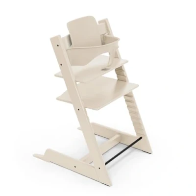 Image of Stokke Tripp Trapp High Chair, Vanilla White Includes Chair + Baby Set2 for Children 6 36 Months Adjustable, Ergonomic &amp; Easy to Clean