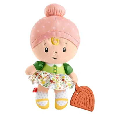 Image of Fisher Price Baby Sensory Toy Cuddle &amp; Chime First Babydoll for Infants Ages 6+ Months, Each Sold Separately, HXK44