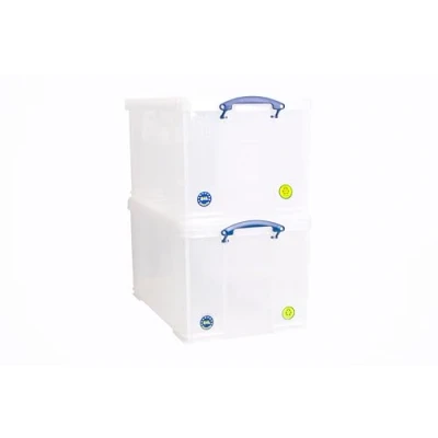 Image of Really Useful Plastic Storage Box 84 Litre Clear (Pack Of 2)