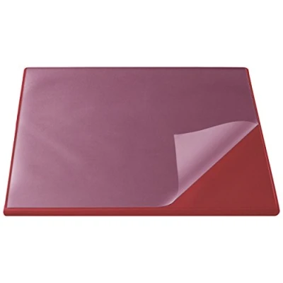 Image of Läufer Durella Flexoplan 44624 Desk Mat with Edge Protection and Transparent Pad 52 x 65 cm Non Slip Red