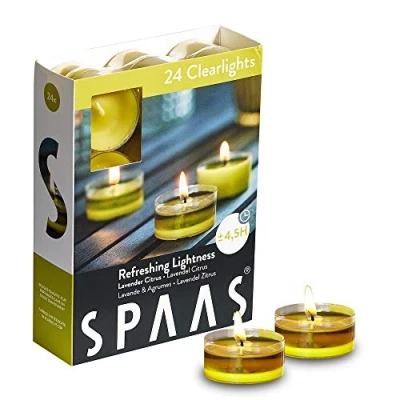 Image of Spaas 24 Scented Clearlights, Tealights in Transparent Clear Cup, ± 4.5 Hours, Refreshing Lightness