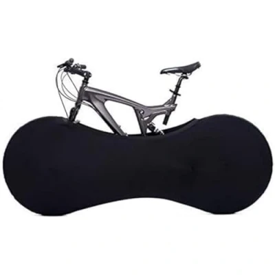 Image of Velo Sock Bicycle Indoor Cover for Storage and Transportation, Stretchy Dirt Proof Fabric, Bike Travel Protection Black
