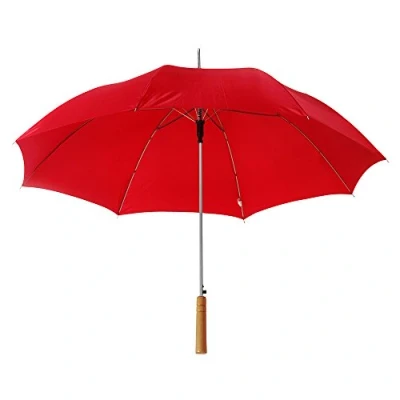 Image of eBuyGB Automatic Wedding Photographer Parasol Folding Umbrella, Long Umbrella with Stick Handle Rain Colourful Red 37 Inch / 94cm Span 84cm Length