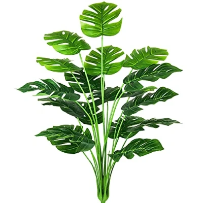 Image of AIVORIUY Artificial Plants Fake Turtle Tree Leaves with Stems 29&quot; Tall Faux Palm Large Monstera Imitation Frond Leaf Tropical Plant Greenery Floral Jungle Party Indoor Outdoor Garden Decoration