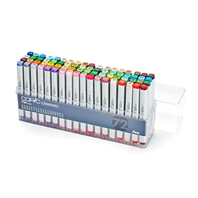 Image of Copic Classic Dual Ended Marker Pen, Multicoloured, 72 Piece Set, for Art, Graphics, Bullet Journaling, Sketching, Drawing, Designers, Artists, Hobbyists, Refillable Ink, Replaceable Nibs