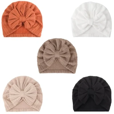Image of DRESHOW Baby Turban Hats Bun Knot Infant Beanie Girl Soft Cute Toddler Cap