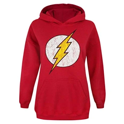 Image of DC Comics Flash Distressed Logo Women&#039;s Hoodie Red