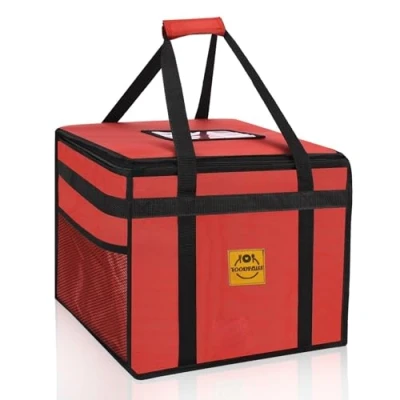 Image of Premium Red Hot Food Delivery Bag 45L Pizza Boxes, Thermal Bags for Uber Eats &amp; Just Eat/Deliveroo Insulated Large Cooler Box Fresh Groceries Shopping/Picnic