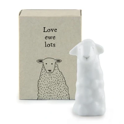 Image of Love Ewe Lots Ceramic Sheep in a Matchbox Cracker Filler Mini Gift