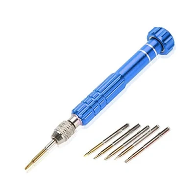 Image of Precision Screwdriver Set, Handle With 5 Bits Repair Opening Tool Kit for Laptop,Ipad, Cell Phone,Glasses,Watch, Electronic Toys and Other Electronics Devices (Blue)