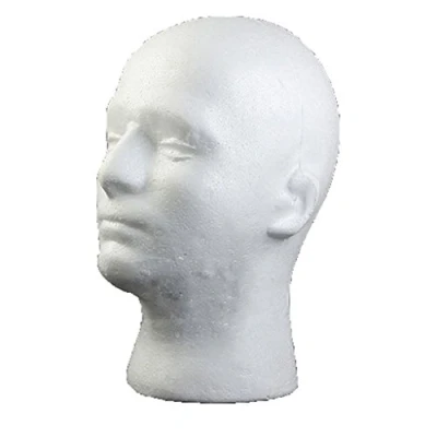 Image of Flybuild Male Mannequin Styrofoam Foam Manikin Head Model Wig Glasses Hat Display Stand Man White