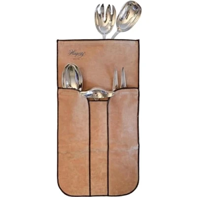 Image of Hagerty silver Guard Holloware bag for &amp; plated objects 22 x 42 cm I Practical storage with tarnish protection Impregnated protective velvet cover 5 piece service