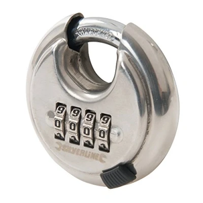 Image of Silverline Stainless Steel Combination Disc Padlock 4 Digit 70mm