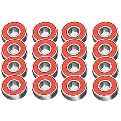 Image of 16PCS 608RS Red Skate and Skateboard Metal Wheel Bearings ABEC 9 Rated Great for Speed Skateboards, Inline, Roller Skates, Scooter, Longboard Wheels