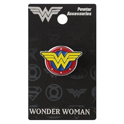 Image of DC Comics Wonder Woman Pewter Lapel Pin Colored Logo