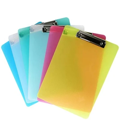 Image of LATERN 6Pcs A4 Clipboard, Plastic Transparent Clipboard 5 Colors Paper Holder Writing Board for Memo Form Document