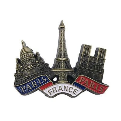 Image of 3D Paris France Refrigerator Fridge Magnet Tourist Souvenirs Metal Craft Magnetic Stickers Home Kitchen Decoration Travel Gift