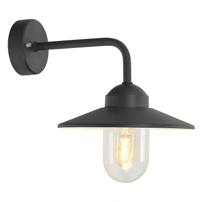 Image of Vansbro Outdoor 1 Light Dome Wall Lantern Black , IP55, E27