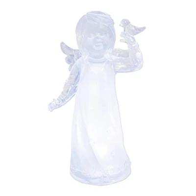 Image of The Christmas Workshop Battery Operated LED Lit Acrylic Angel Child with Bird Decorative Ornament