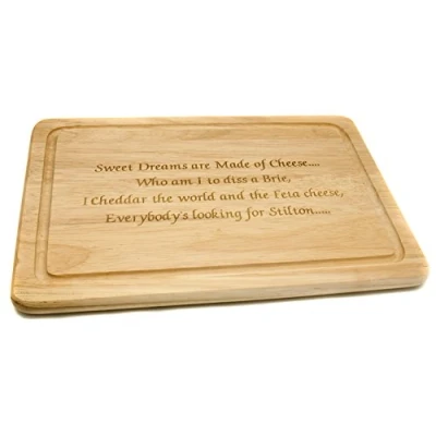 Image of Personalised Birch Wood Cheese or Chopping Board with Any Message Laser Engraved Enter Your Own Custom Text
