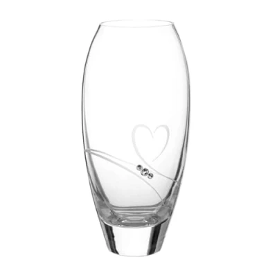 Image of DIAMANTE Bud Vase &#039;Romance&#039; Small Hand Cut Crystal with Swarovski Crystals and a Heart Design 18cm gift packed