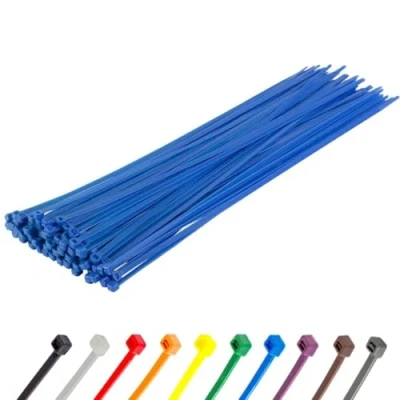 Image of Gocableties Heavy Duty Long Blue Cable Ties, 370mm x 7.6mm, Pack of 100, Premium Nylon Zip Plastic Tie Wraps, Secure Self Locking Mechanism, for Home, Garden, Office and DIY