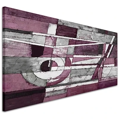 Image of Wallfillers Plum Grey White Painting Living Room Canvas Pictures Accessories Abstract 1408 118x49cm