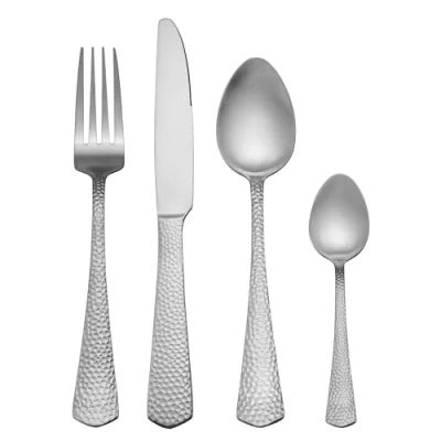 Image of Mikasa Broadway 16pc Stainless Steel Cutlery Set, Silver Set for 4 Includes 4X Knives, Forks, Dessert Spoons and Teaspoons Dishwasher Safe