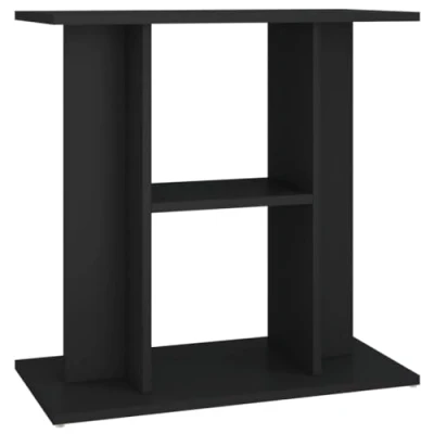 Image of vidaXL Aquarium Stand in Black Engineered Wood, Multi Tiered Storage, Modern Design, 60x30x60 cm