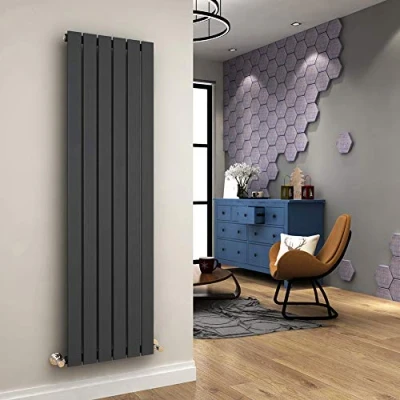 Image of ELEGANT 1600 x 452 mm Anthracite Vertical Column Radiator Single Flat Panel Designer Bathroom