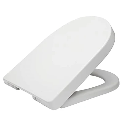 Image of ECOSPA D Shape Toilet Seat with Soft Close Function and Top &amp; Bottom Fixing Hinges for 99% of Pans (D Shape)