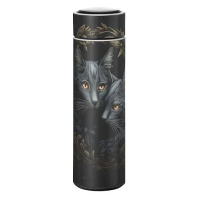 Image of LINNIKEEEE Black Cats Art Water Bottle Stainless Steel Insulated Vacuum Flask Leak Proof Thermos for Boys Girls