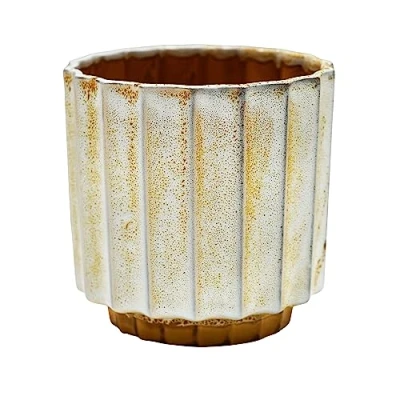 Image of Ivyline Planter, Ceramic, Mustard Reactive, H13cm x D13cm