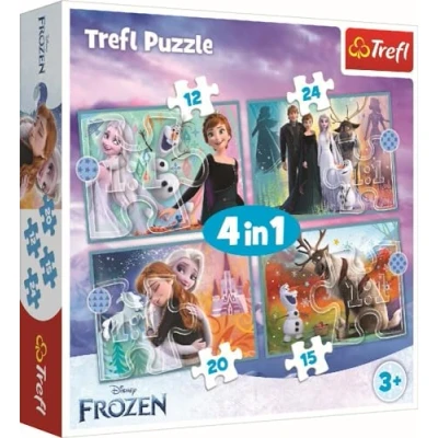 Image of Trefl 34381 4 in 1 Puzzle Print for Children Aged 3 and up Jigsaw, Incredible World Disney Frozen 2
