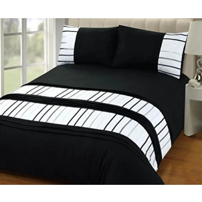 Image of Rapport Home Brooklyn Duvet Set, King Black, Polyester Cotton