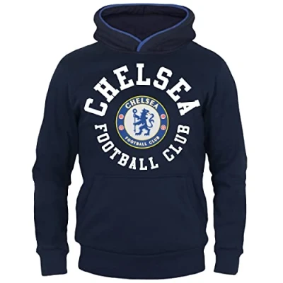 Image of Chelsea FC Official Football Gift Boys Fleece Graphic Hoody Blue 8 9 Years