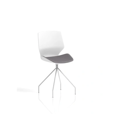 Image of Florence Spindle White Frame Dark Grey Fabric Seat BR000208