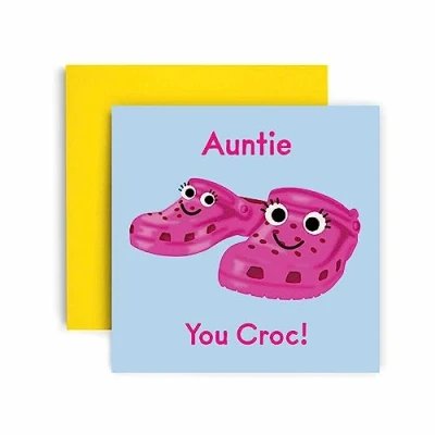 Image of Huxters Birthday Cards for Women You Croc Rock Auntie Happy Card Birthday, Mother’s Day with Lovely Pink Envelope Funny (Auntie)