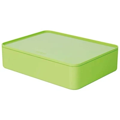 Image of Han 1110 80 ALLISON SMART ORGANIZER , functional, stackable utensil box with interior tray and lid, Lime Green