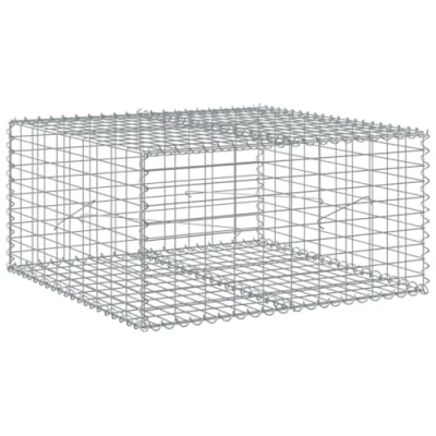 Image of vidaXL Gabion Basket with Cover Rectangular, Galvanised Iron, 100x100x50 cm, Rust/Corrosion Resistant, High Load Capacity