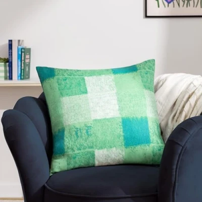 Image of furn. Alma Check Feather Filled Cushion Green Size 50 cm x
