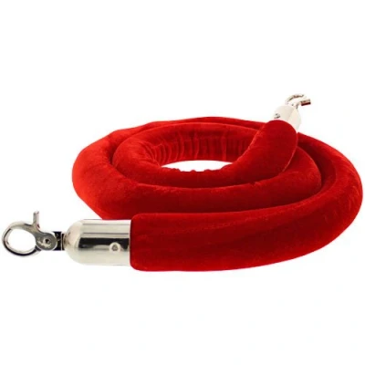 Image of Red Velvet Rope with Chrome Hooks