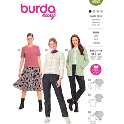 Image of Burda B6053 Sewing Pattern, Paper, White, 6 18