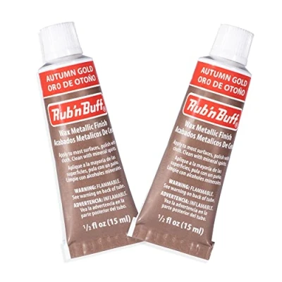 Image of AMACO Rub n Buff Wax Metallic Finish 2 Autumn Gold 15ml Tubes Versatile Gilding for Finishing Furniture Antiquing and Restoration Colors Set of Two