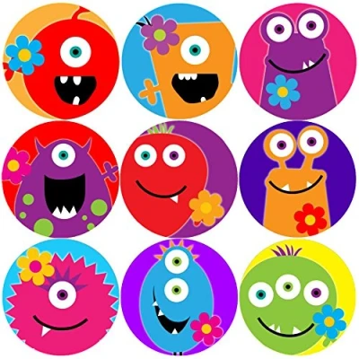 Image of 144 Monster Flowers 30mm School Reward Stickers for Teacher, Parent