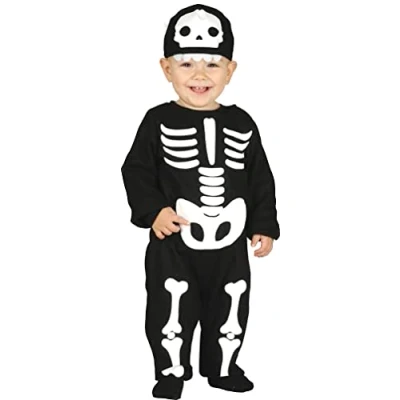 Image of FIESTAS GUIRCA Baby Skeleton Fancy Dress Costume Toddler Halloween Outfit for Jumpsuit and Hat Cute (12 24 Months)