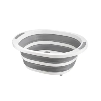 Image of Homeshopa 4 in 1 Collapsible Multi Functional Chopping Board, Foldable Sillicone Washing Up Bowl Vegetable Fruit Strainers Wash Basin Basket, Ice Bucket Sink Folding Drain Tub, Space Saver (Grey)