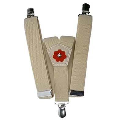 Image of Girls 1 5 Years Elasticated Clip on Braces/Suspenders with Flower Design Light Cream
