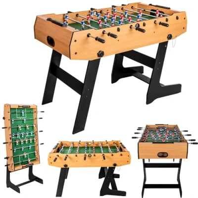 Image of HLC 4FT Folding Football Table Foosball Soccer Indoor Game with Retractable Pole Kids Family Play Sports Fun